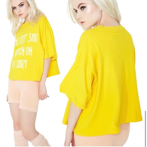 NWT REVOLVE Daydream Nation Deep Shit Tee in Golden Child Cotton Size Small - Picture 2 of 8